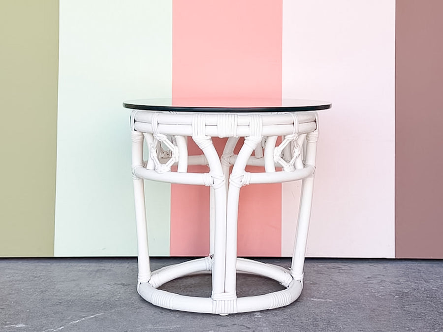 Palm Beach Chic Rattan Side Table