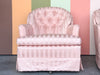 Pair of Pink Chic Upholstered Swivel Chairs