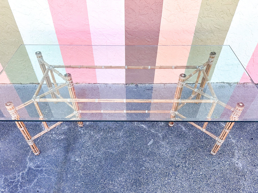 McGuire Style Rattan Dining Table