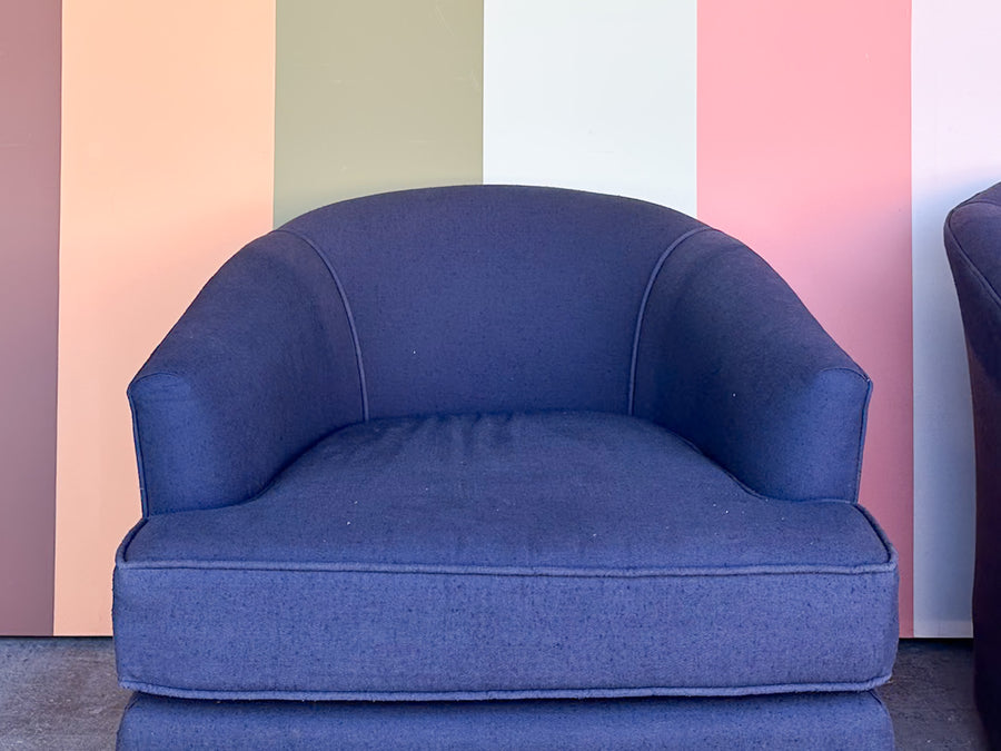 Pair of Cute Navy Upholstered Chairs