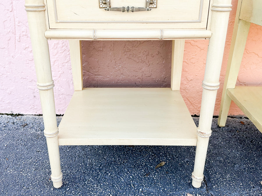 Pair of Thomasville Faux Bamboo Nightstands
