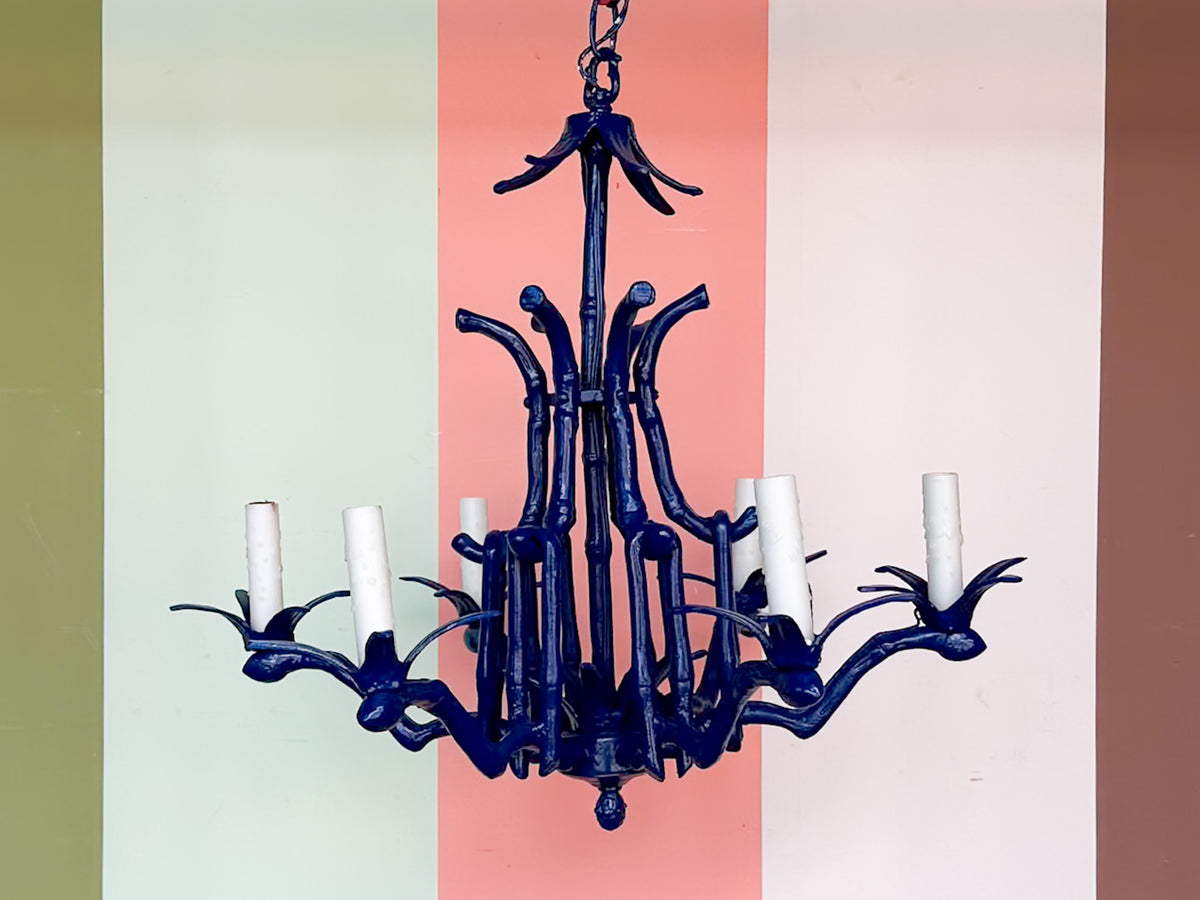 Navy Faux Bamboo Chandelier