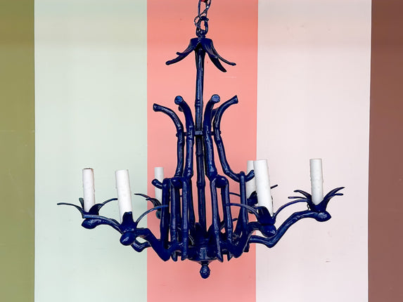 Navy Faux Bamboo Chandelier