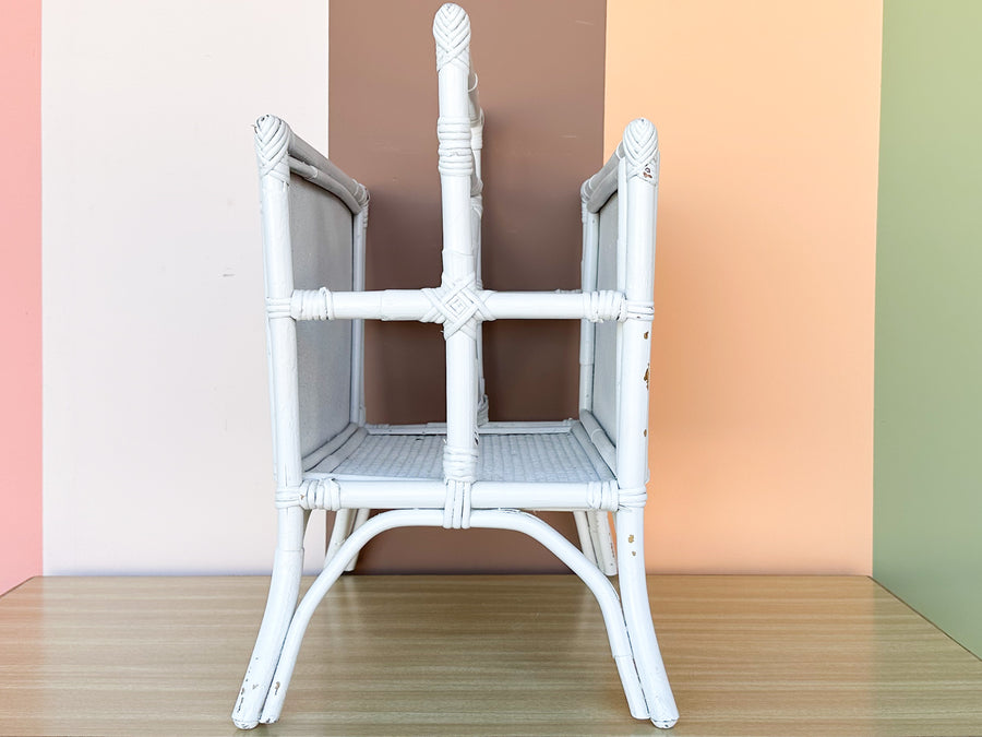 White Rattan Magazine Rack