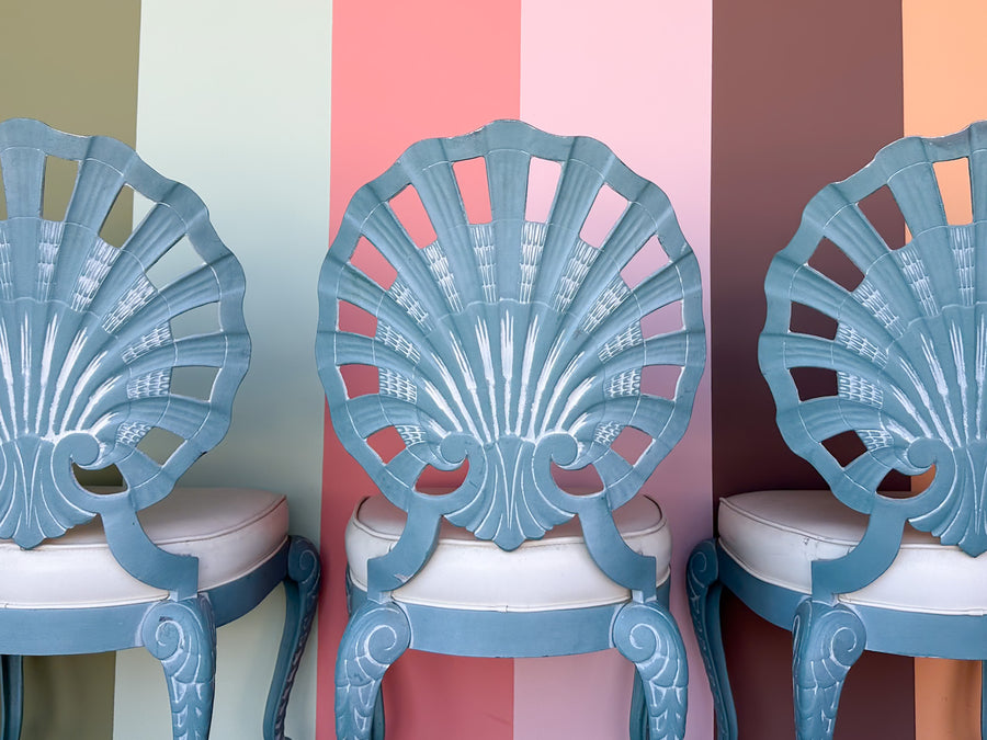 Palm Beach Chic Grotto Shell Back Outdoor Dining Set