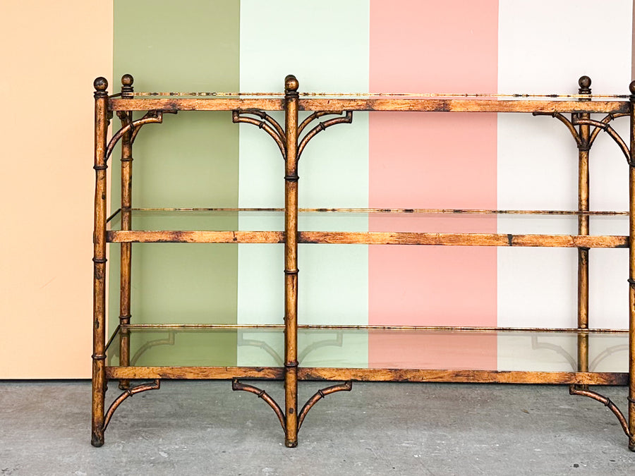 Regency Style Faux Bamboo Metal Console