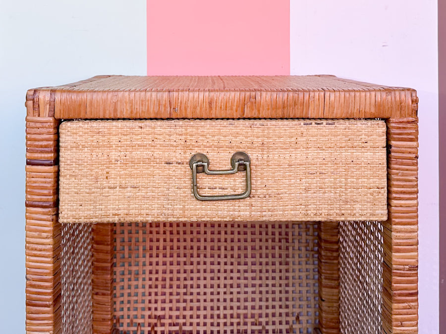Coastal Cool Rattan and Laminate Nightstand