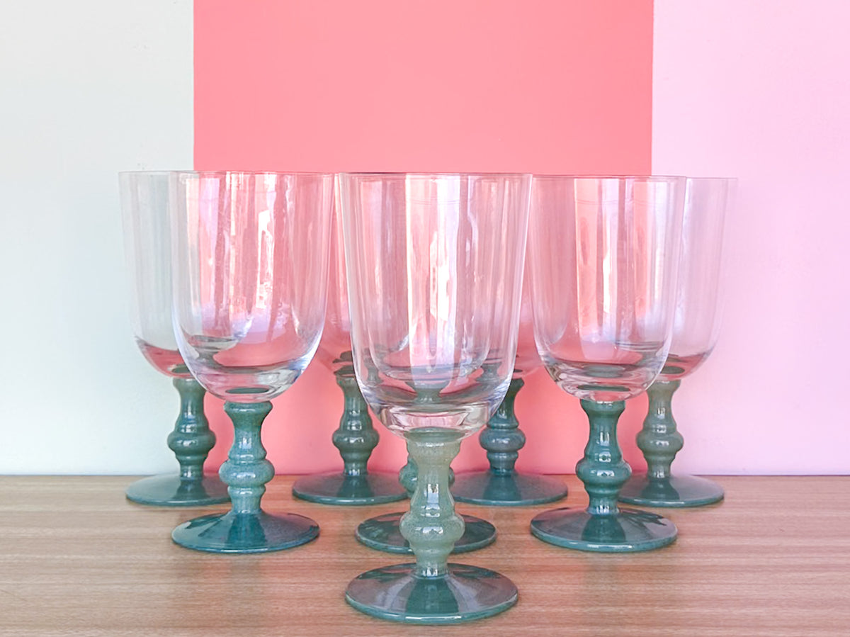 Set of Eight Seafoam Glassware