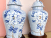 Pair of Blue Floral Ginger Jar Lamps