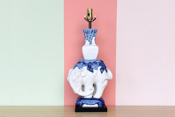 Blue and White Elephant Lamp