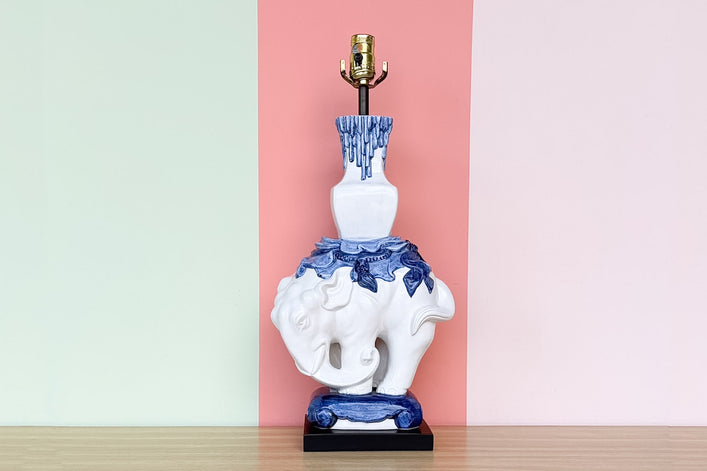 Blue and White Elephant Lamp