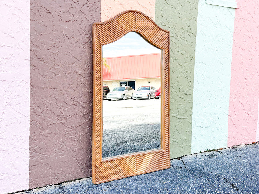 Cool Coastal Pencil Reed Rattan Mirror