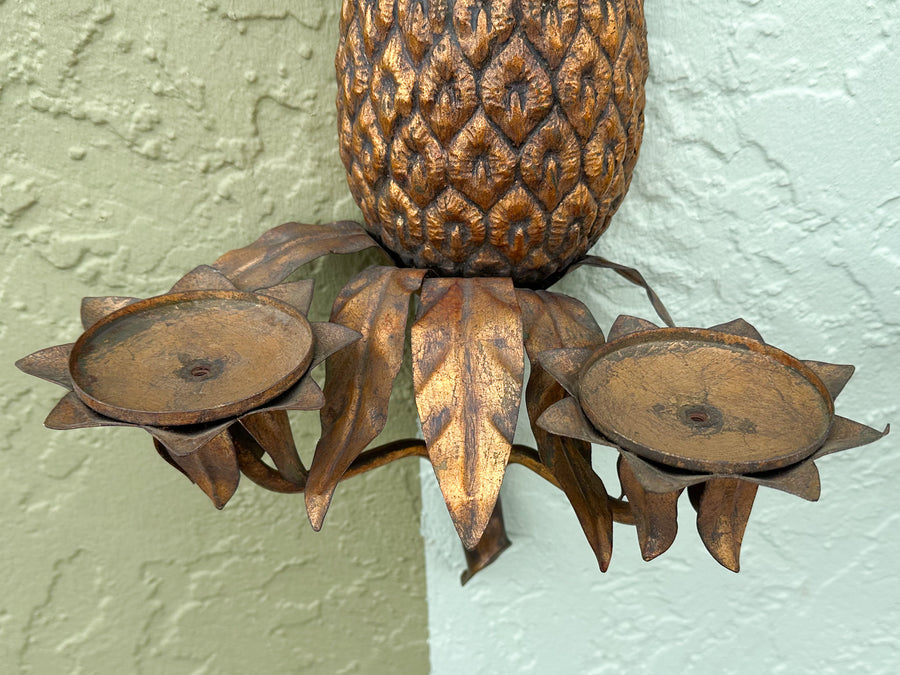 Pair of Brass Pineapple Wall Sconces