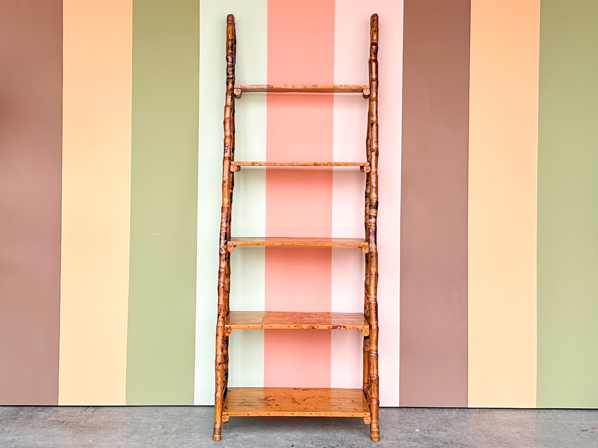 Tortoiseshell Rattan Leaning Etagere
