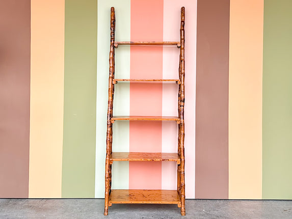 Tortoiseshell Rattan Leaning Etagere