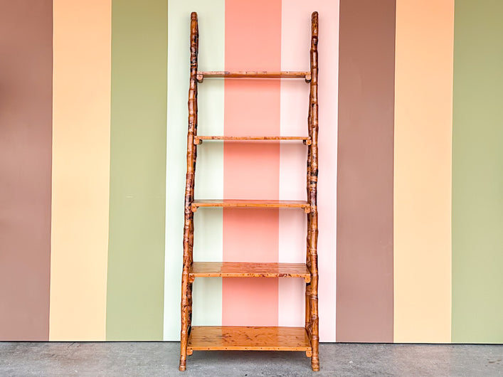 Tortoiseshell Rattan Leaning Etagere