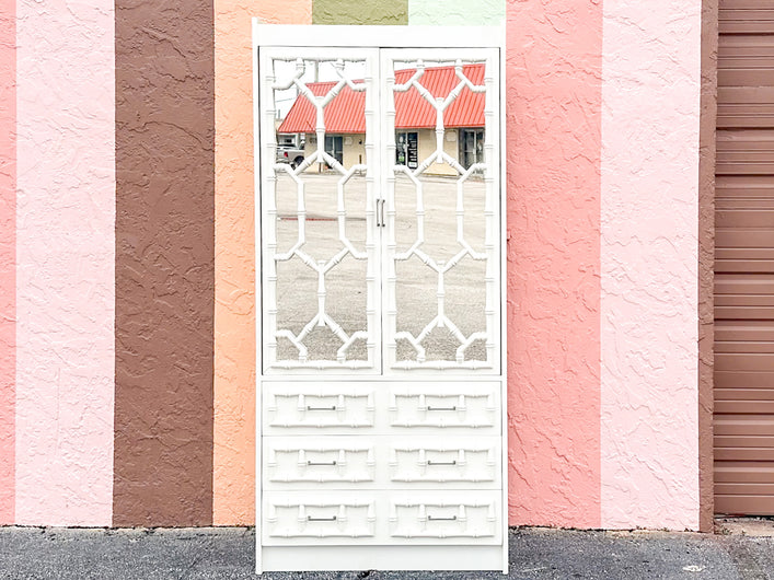 Palm Beach Faux Bamboo Mirrored Cabinet