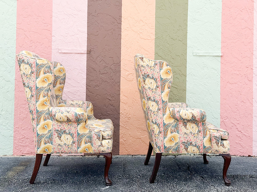 Pair of Palm Beachy Wingback Chairs