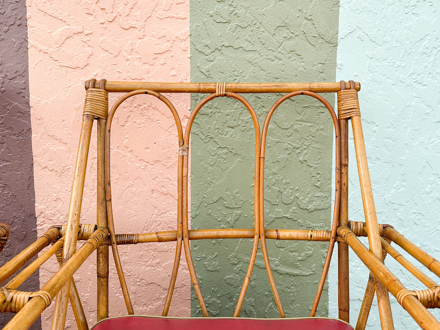 Pair of 1940s Heywood Wakefield Rattan Lounge Chairs