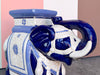 Blue and White Trunks Up Elephant Garden Seat