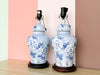 Pair of Blue Floral Ginger Jar Lamps