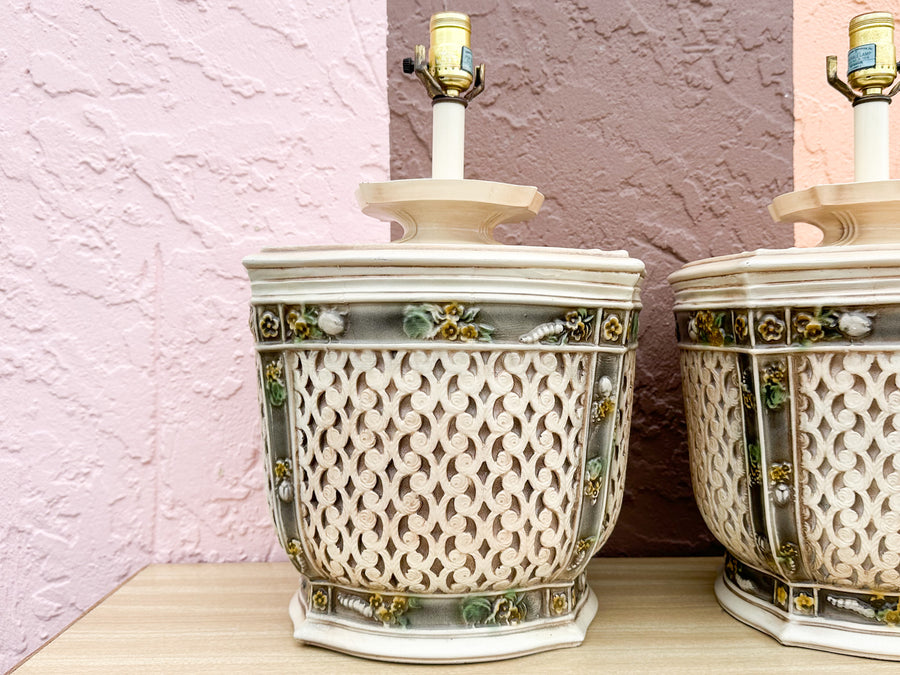 Pair of Dorothy Draper Inspired Resin Lamps
