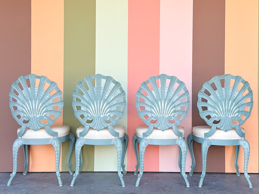 Palm Beach Chic Grotto Shell Back Outdoor Dining Set
