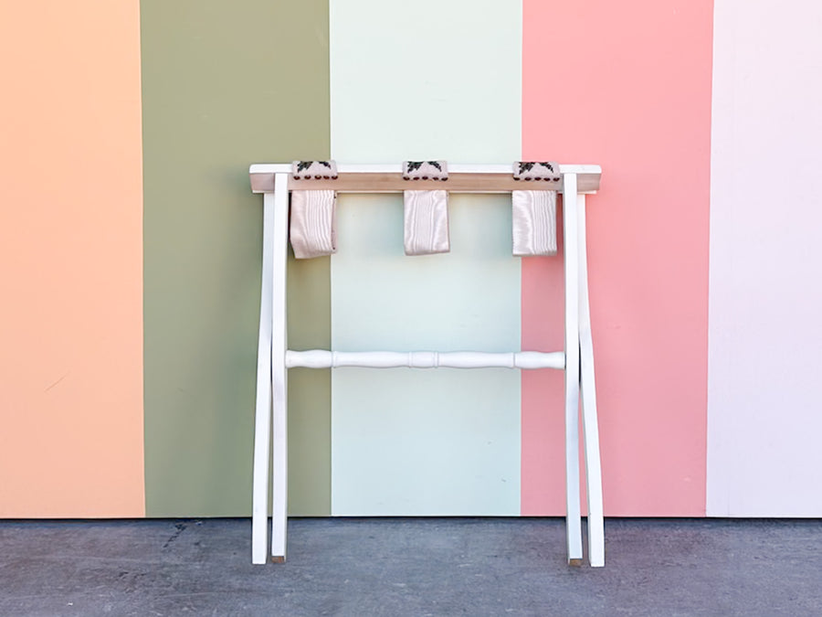White Needlepoint Luggage Rack