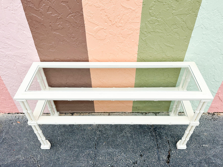 Tri Leg Faux Bamboo Console
