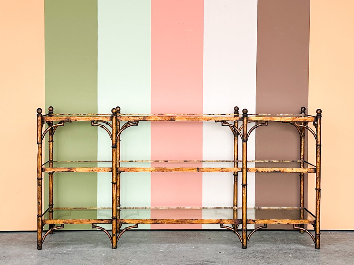 Regency Style Faux Bamboo Metal Console
