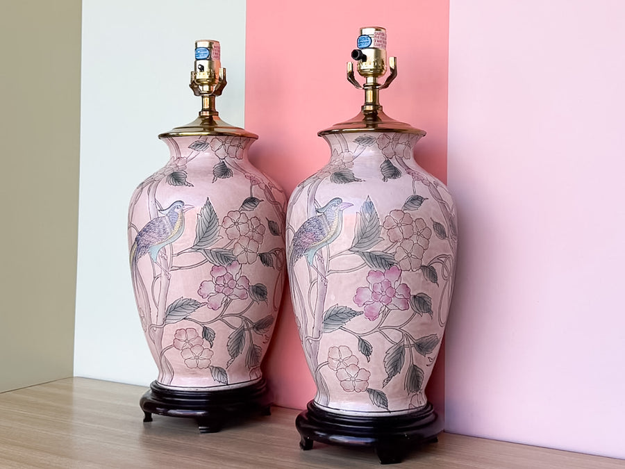 Pair of Chinoiserie Bird Lamps