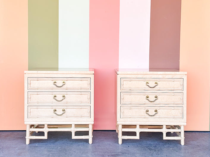 Pair of Ficks Reed Rattan Nightstands