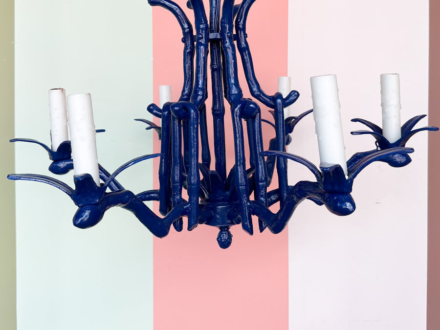 Navy Faux Bamboo Chandelier