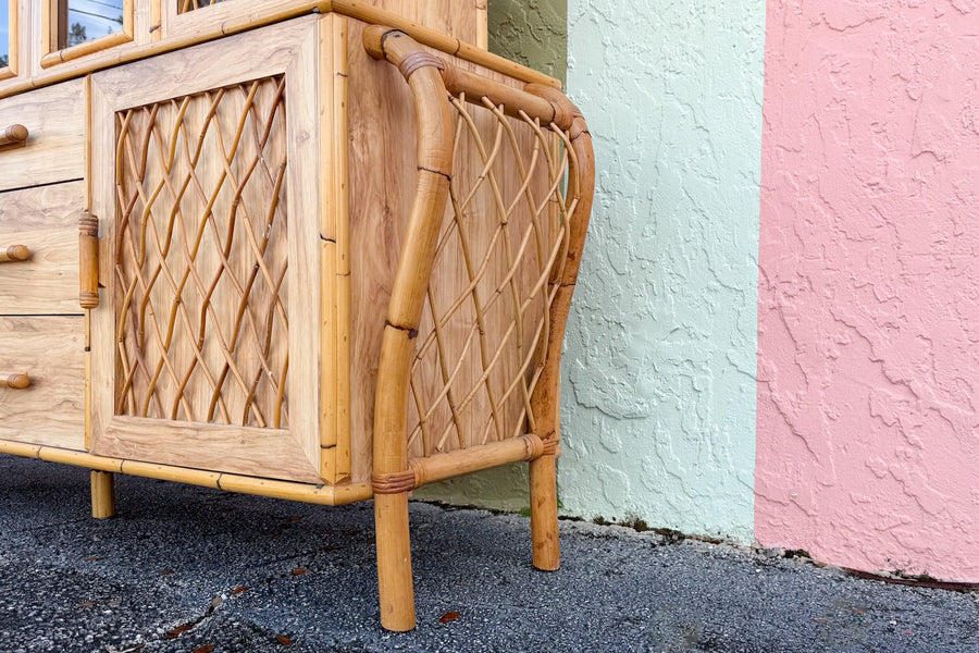 Old Florida Laminate and Rattan Cabinet