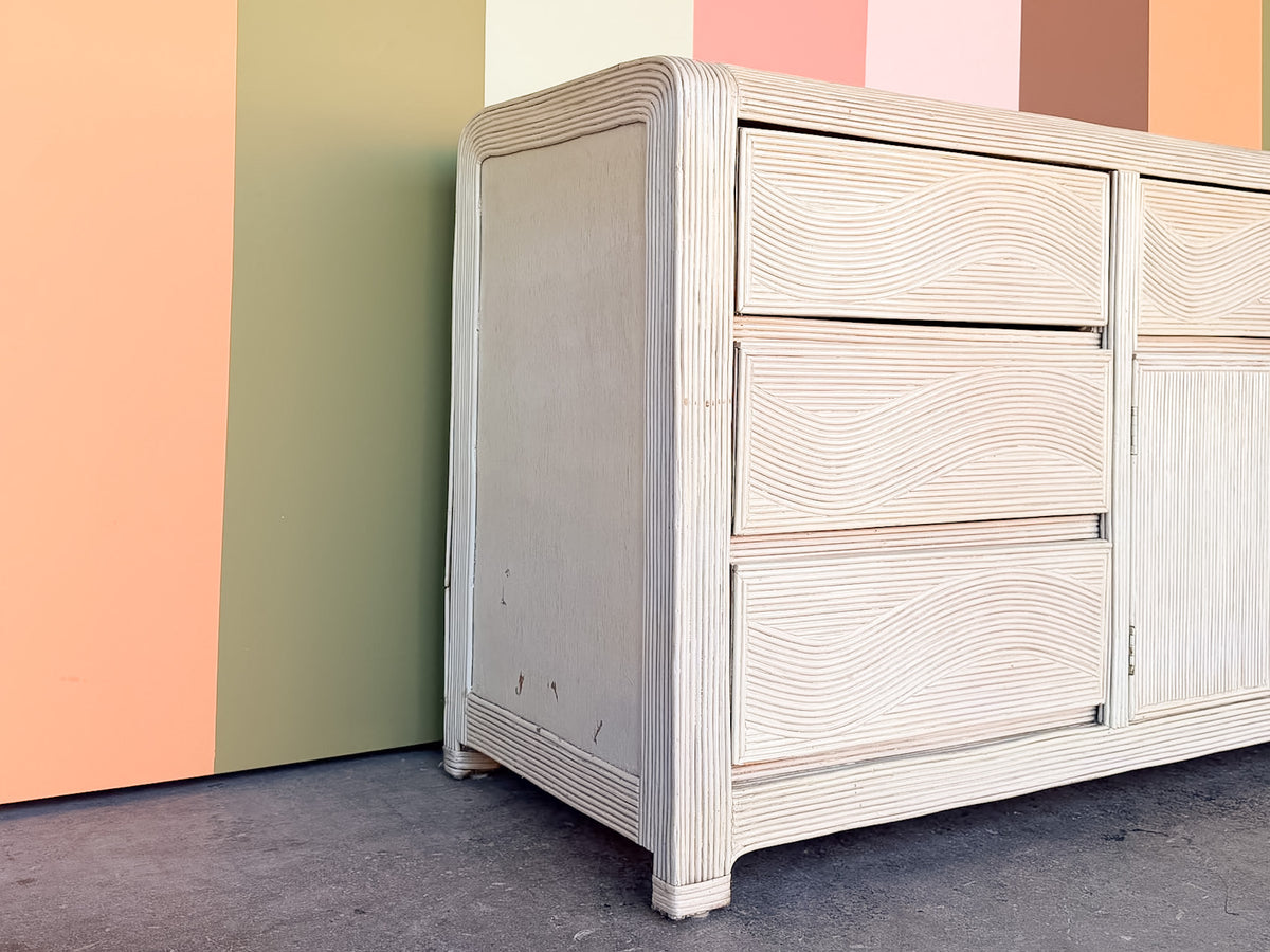 Coastal Cool Pencil Reed Rattan Credenza