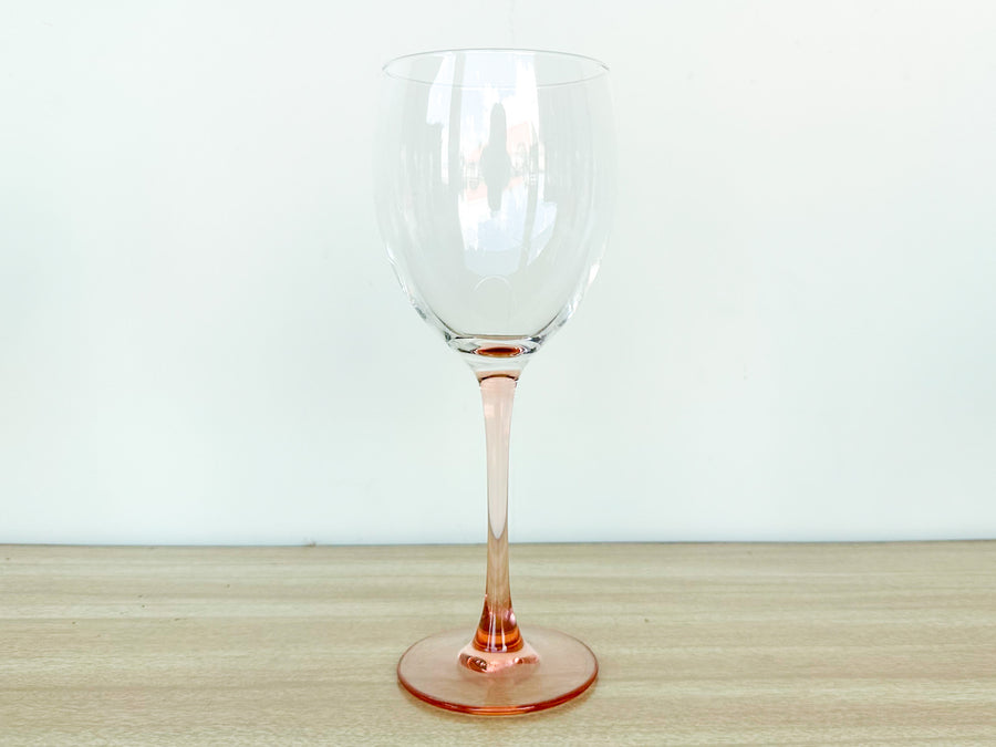 Set of Six Pink Stem Wine Glasses
