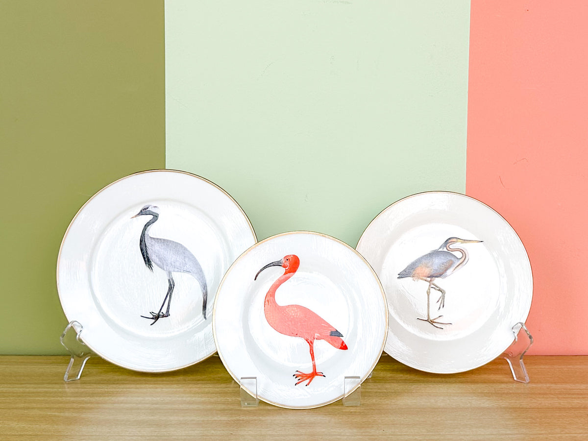 Set of Three Decoupage Bird Plates