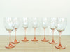 Set of Six Pink Stem Wine Glasses