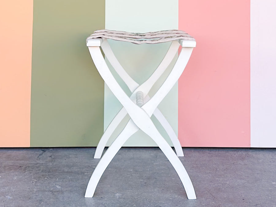 White Needlepoint Luggage Rack