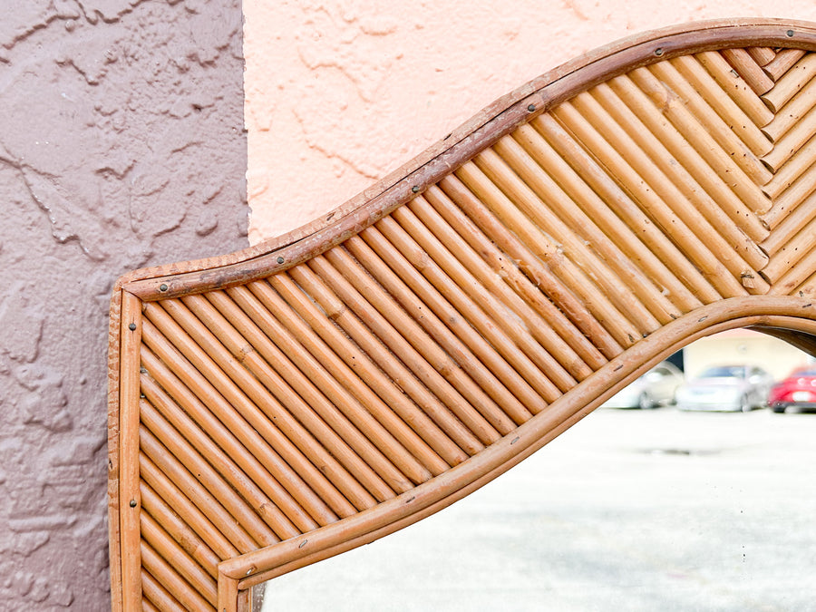 Cool Coastal Pencil Reed Rattan Mirror