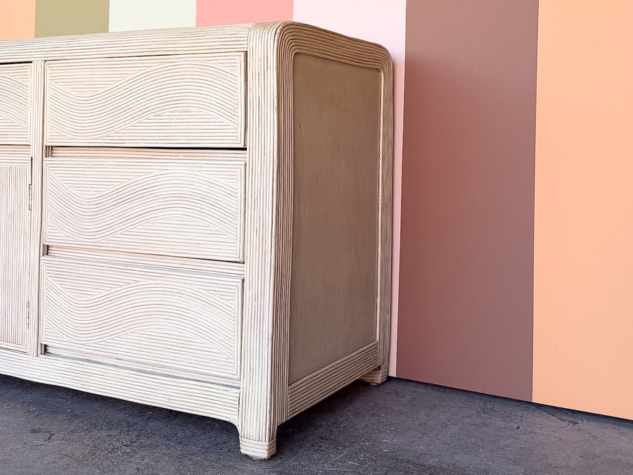 Coastal Cool Pencil Reed Rattan Credenza