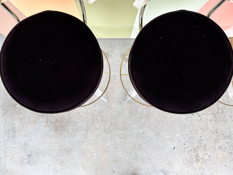 Set of Four Lucite Bar Stools