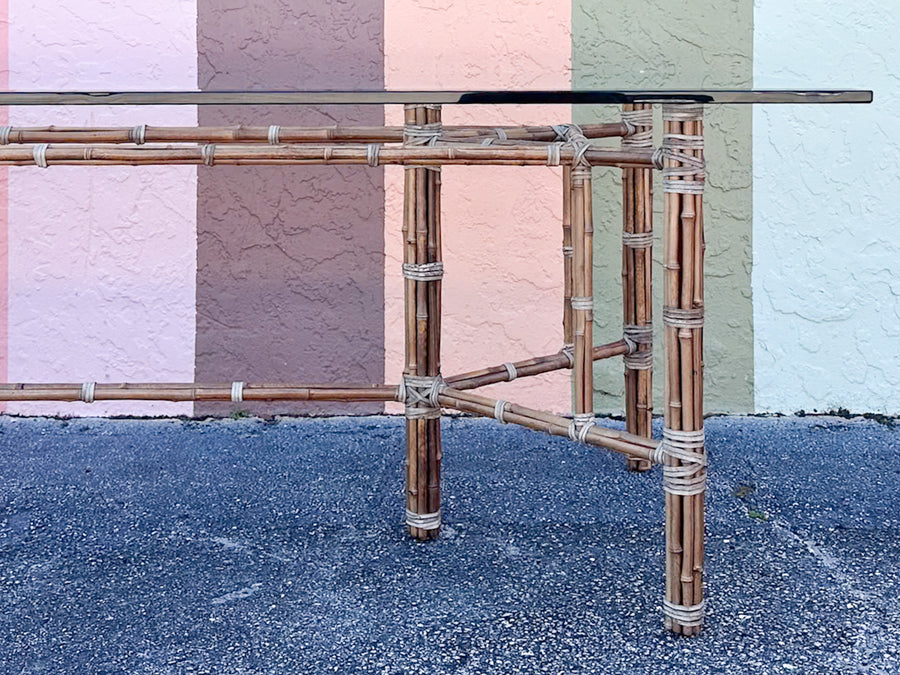 McGuire Style Rattan Dining Table