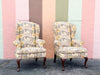 Pair of Palm Beachy Wingback Chairs