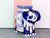 Blue and White Trunks Up Elephant Garden Seat