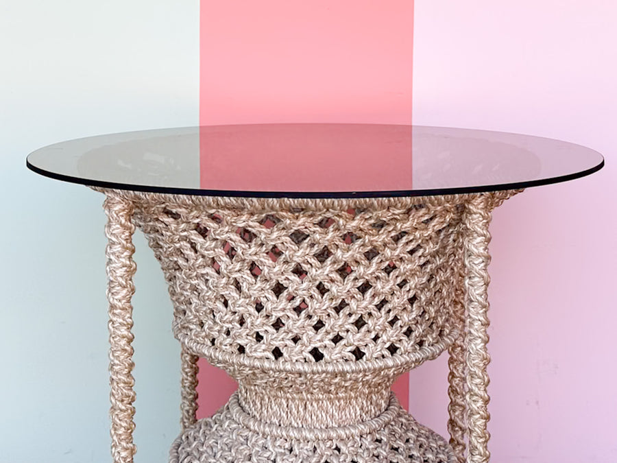 So 70's Macrame Side Table