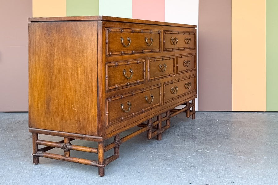 Handsome Ficks Reed Faux Bamboo and Rattan Dresser