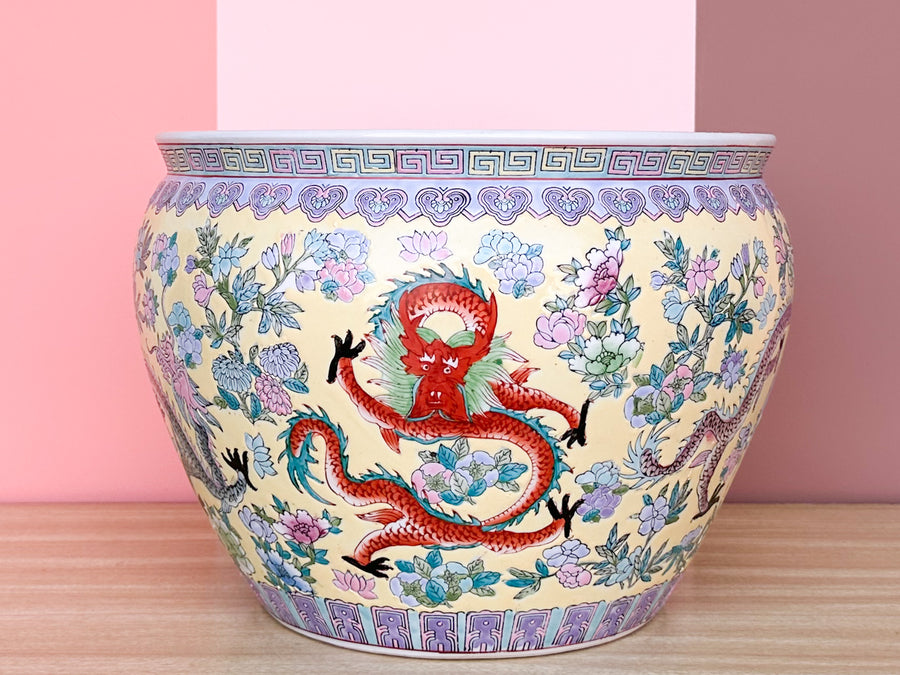 Yellow Chinoiserie Cachepot