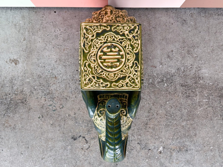 Juniper Green Trunks Up Ceramic Elephant