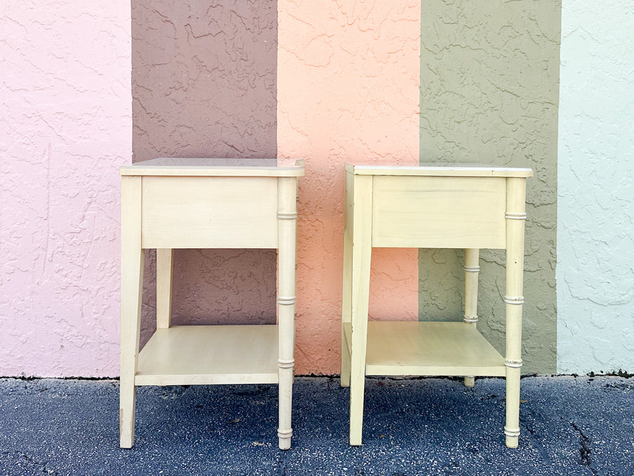 Pair of Thomasville Faux Bamboo Nightstands